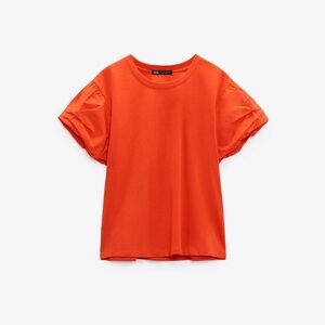 S. ZARA poplin sleeve T-shirt